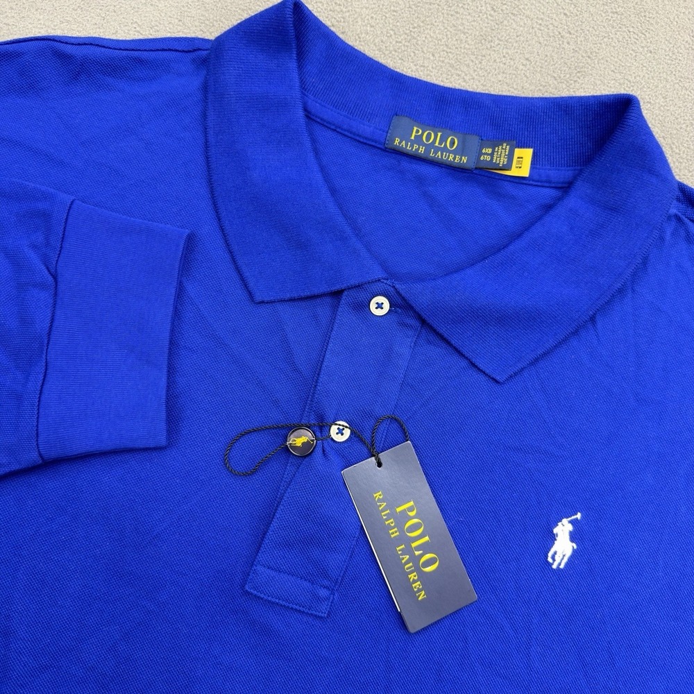 NWT Polo Ralph Lauren Men's Long-Sleeve Polo Knit Shirt Royal Blue 6XB BIG $125